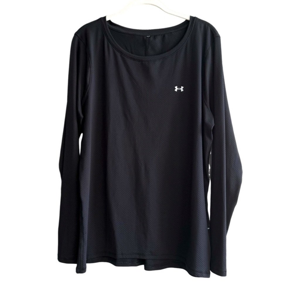 Under Armour Performance Heat Gear Athletic Tee Top Long Sleeve Black Size XL